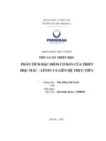 PHÂN TÍCH ĐẶC ĐIỂM CƠ BẢN CỦA TRIẾT HỌC MÁC – LÊNIN VÀ LIÊN HỆ THỰC TIỄN