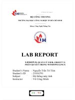 LAB REPORT LESSON 8 QUẢN lý USER, GROUP và PHÂN QUYỀN TRONG WINDOW SLINUX 