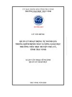 QUẢN LÝ HOẠT ĐỘNG TỰ ĐÁNH GIÁ TRONG KIỂM ĐỊNH CHẤT LƯỢNG GIÁO DỤC TRƯỜNG TIỂU HỌC HUYỆN TRÀ CÚ, TỈNH TRÀ VINH LUẬN VĂN THẠC SĨ NGÀNH QUẢN LÝ GIÁO DỤC TRÀ VINH