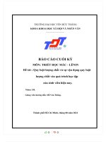 MÔN TRIẾT học mác   LÊNIN đề tài  quy luật lượng chất và sự vận dụng quy luật lượng chất vào quá trình học tập của sinh viên hiện nay 