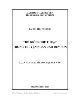 THẾ GIỚI NGHỆ THUẬT TRONG TRUYỆN NGẮN CAO DUY SƠN LUẬN VĂN THẠC SĨ KHOA HỌC NGỮ VĂN