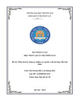 BÀI THẢO LUẬN HỌC PHẦN  QUẢN TRỊ THỜI GIAN Đề tài Phân tích kỹ năng ủy nhiệm, ủy quyền. Liên hệ thực tiễn bản thân
