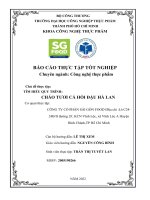 BÁO cáo THỰC tập tốt NGHIỆP chuyên ngành công nghệ thực phẩm chủ đề thực tập tìm HIỂU QUY TRÌNH CHÁO tươi cá hồi đậu hà LA 