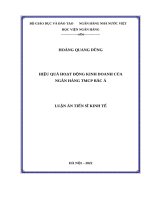 Hiệu quả hoạt động kinh doanh của ngân hàng TMCP Bắc Á - luận án tiến sĩ Kinh tế Hà Nội –2022