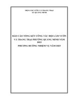 BÁO cáo TỔNG kết CÔNG tác hội làm vườn và TRANG TRẠI QUẢNG MINH năm 2022 PHƯƠNG HƯỚNG NHIỆM vụ năm 2023 