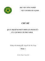 chủ đề QUẢN TRỊ KÊNH PHÂN PHỐI sản PHẨM sữa của tập đoàn TH TRUE MILK 