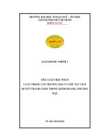 Tiểu luận luật trọng tài thương mại và thủ tục giải quyết tranh chấp trong kinh doanh, thương mại các tranh chấp được giải quyết bằng trọng tài 