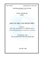 BÁO cáo THỰC tập CHUYÊN môn đề tài 12 THỰC TIỄN áp DỤNG căn cứ LY hôn tại tòa án (CHUYÊN đề THUỘC bộ môn LUẬT hôn NHÂN và GIA ĐÌNH) 