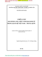 Một số khuyến nghị chính sách mang tính đồng bộ và khả thi nhằm thúc đẩy Hai hành lang, một vành đai kinh tế Việt Nam - Trung Quốc phát triển
