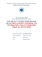 Tiểu luận Quản trị kinh doanh nhà hàng: Xây dựng ý tưởng kinh doanh quán Mesa Coffee and Book tại (233 Đặng Thùy Trâm, P.13,Quận Bình Thạnh, Tp. Hồ Chí Minh)