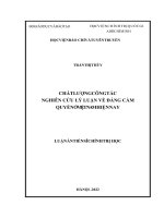 CHẤT LƯỢNG CÔNG tác NGHIÊN cứu lý LUẬN về ĐẢNG cầm QUYỀN ở VIỆT NAM HIỆN NAY 