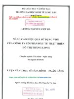 nâng cáo hiệu quả sử dụng vốn công ty cổ phần đầu tư phát triển đô thị thăng long