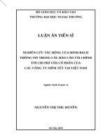 NGHIÊN cứu tác ĐỘNG của MINH BẠCH THÔNG TIN TRONG các báo cáo tài CHÍNH 