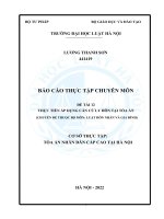 BÁO cáo THỰC tập CHUYÊN môn đề tài 12 THỰC TIỄN áp DỤNG căn cứ LY hôn tại tòa án (CHUYÊN đề THUỘC bộ môn LUẬT hôn NHÂN và GIA ĐÌNH) 