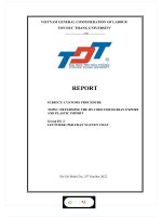 REPORT SUBJECT CUSTOMS PROCEDURE TOPIC DETERMINE THE HS CODE FOR DURIAN EXPORT AND PLASTIC IMPORT 