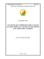 Luận văn Thạc sĩ Y học: Xây dựng quy trình bào chế và đánh giá độc tính của cao đặc từ bài thuốc KNC trên thực nghiệm