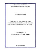 Tác động của thay đổi công nghệ đến chuyển dịch cơ cấu lao động ngành công nghiệp chế biến, chế tạo việt nam 