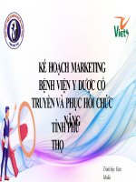 KẾ HOẠCH MARKETING BỆNH VIỆN y dược cổ TRUYỀN và PHỤC hồi CHỨC NĂNG TỈNH PHÚ THỌ 