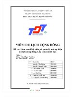 MÔN DU LỊCH CỘNG ĐỒNG đề tài làm sao để tổ chức và quản lý một sự kiện du lịch cộng đồng  lấy ví dụ minh họa 