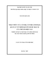 (Luận văn thạc sĩ) Nhận thức của cán bộ, cán bộ lãnh đạo, quản lý về nhóm quyền được bảo vệ của trẻ em hiện nay