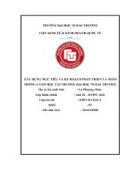 XÂY DỰNG mục TIÊU và kế HOẠCH PHÁT TRIỂN cá NHÂN TRONG 4 năm học tại TRƯỜNG đại học NGOẠI THƯƠNG 