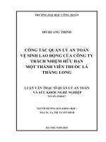Công tác quản lý an toàn vệ sinh lao động tại công ty trách nhiệm hữu hạn một thành viên thuốc lá thăng long 