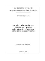 (Luận văn thạc sĩ) Truyền thông quảng bá du lịch địa phương trên báo điện tử khu vực đồng bằng sông Cửu Long