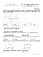 Đề kiểm tra giữa học kì 1 môn Vật lý lớp 12 năm 2022-2023 - Trường THPT Phan Ngọc Hiển (Mã đề 654)