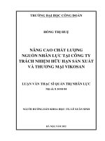 Nâng cao chất lượng nguồn nhân lực tại công ty trách nhiệm hữu hạn sản xuất và thương mại VIKOSAN 