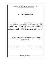 Tuyển dụng nguồn nhân lực tại công ty cổ phần truyền thông  giải trí toàn cầu GM việtnam 