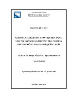 Luận văn Thạc sĩ Quản trị kinh doanh: Giải pháp marketing cho việc huy động vốn tại ngân hàng thương mại cổ phần Phương Đông chi nhánh Quảng Ngãi