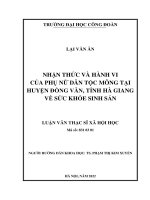 Nhận thức và hành vi của phụ nữ dân tộc mông tại huyện đồng văn, tỉnh hà giang về sức khỏe sinh sản 