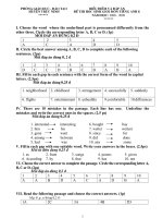 ĐÁP ÁN VÀ HƯỚNG DẪN CHẤM MÔN TIẾNG ANH 8