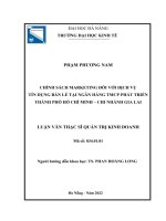 Luận văn Thạc sĩ Quản trị kinh doanh: Chính sách marketing đối với dịch vụ tín dụng bán lẻ tại Ngân hàng TMCP phát triển thành phố Hồ Chí Minh – Chi Nhánh Gia Lai