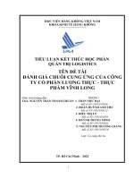 ĐỀ tài ĐÁNH GIÁ CHUỖI CUNG ỨNG của CÔNG TY cổ PHẦN LƯƠNG THỰC   THỰC PHẨM VĨNH LONG 