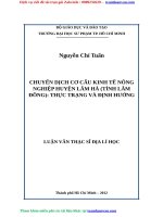 CHUYỂN DỊCH cơ cấu KINH tế NÔNG NGHIỆP HUYỆN lâm hà (TỈNH lâm ĐỒNG) THỰC TRẠNG và ĐỊNH HƯỚNG 