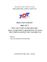 MÔN CHỦ NGHĨA xã hội KHOA học đề tài  sự BIẾN đổi và ĐỊNH HƯỚNG xây DỰNG, PHÁT TRIỂN GIA ĐÌNH ở VIỆT NAM HIỆN NAY 