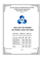 BÁO cáo THÍ NGHIỆM hệ THỐNG CUNG cấp điện bài i sụt áp, NGẮN MẠCH, DÒNG CÔNG SUẤT, CHỌN lọc CB 