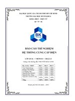 BÁO cáo THÍ NGHIỆM hệ THỐNG CUNG cấp điện bài i sụt áp, NGẮN MẠCH, DÒNG CÔNG SUẤT, CHỌN lọc CB 
