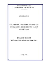 Các nhân tố ảnh hưởng đến đến tiếp cận tín dụng của hộ kinh doanh cá thể tại việt nam 