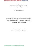 LUẬN văn THẠC sỹ QUAN hệ hợp tác VIỆT   TRUNG và HOẠT ĐỘNG THU hút KHÁCH DU LỊCH TRUNG QUỐC của NGÀNH DU LỊCH VIỆT NAM 