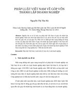 PHÁP LUẬT VIỆT NAM về góp vốn THÀNH lập DOANH NGHIỆP 