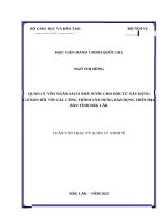 Quản lý vốn ngân sách nhà nước cho đầu tư xây dựng cơ bản đối với các công trình xây dựng dân dụng trên địa bàn tỉnh đắk lắk 