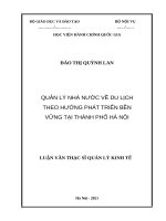 Quản lý nhà nước về du lịch theo hướng phát triển bền vững tại thành phố hà nội 
