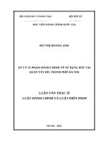 Xử lý vi phạm hành chính về sử dụng đất tại quận tây hồ, thành phố hà nội 
