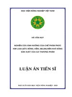 Nghiên cứu ảnh hưởng của chế phẩm phức kim loại (sắt, đồng, kẽm, selen) đến khả năng sản xuất của gà thương phẩm 