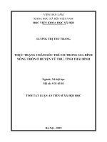 THỰC TRẠNG CHĂM SÓC TRẺ EM TRONG GIA ĐÌNH NÔNG THÔN Ở HUYỆN VŨ THƯ, TỈNH THÁI BÌNH