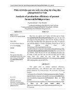 0373 phân tích hiệu quả sản xuất của nông hộ trồng đậu phộng ở tỉnh trà vinh