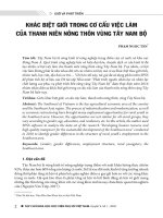 GIỚI VÀ PHÁT TRIỂN KHÁC BIỆT GIỚI TRONG CƠ CẤU VIỆC LÀM CỦA THANH NIÊN NÔNG THÔN VÙNG TÂY NAM BỘ