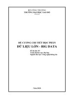 ĐỀ CƯƠNG CHI TIẾT HỌC PHẦN DỮ LIỆU LỚN - BIG DATA Số tín chỉ: 03 Trình độ đào tạo: Đại học Ngành đào tạo: Công nghệ thông tin